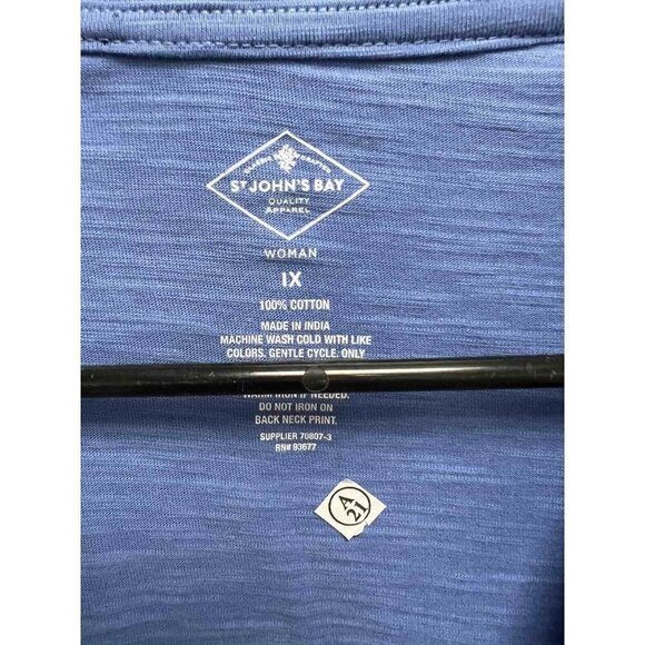 John's Bay Women Cotton Balloon Sleeves blue top Size 1X - Picture 11 of 11